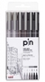Uniball Uni Pin Fineliner Drawing Pen set Gris y Negro x6