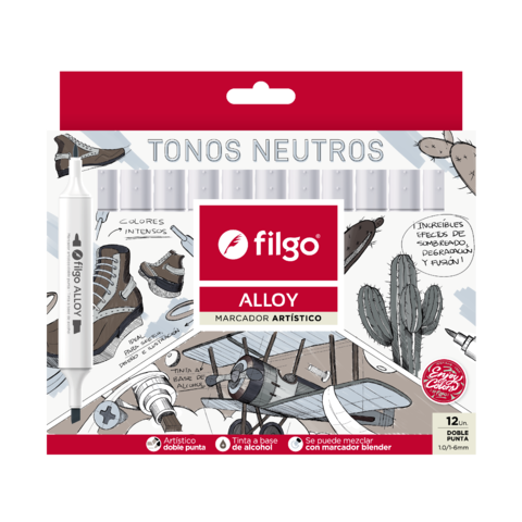 Marcadores artisticos Filgo Alloy x12 tonos neutros