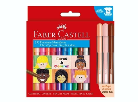 Marcadores Faber-Castell caras y colores x15