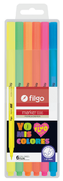 Marcador Filgo Marker punta mediana x6 fluo