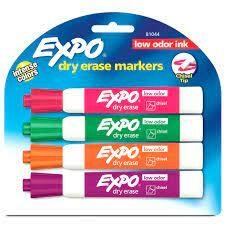 Marcadores Expo para pizarra x4 colores