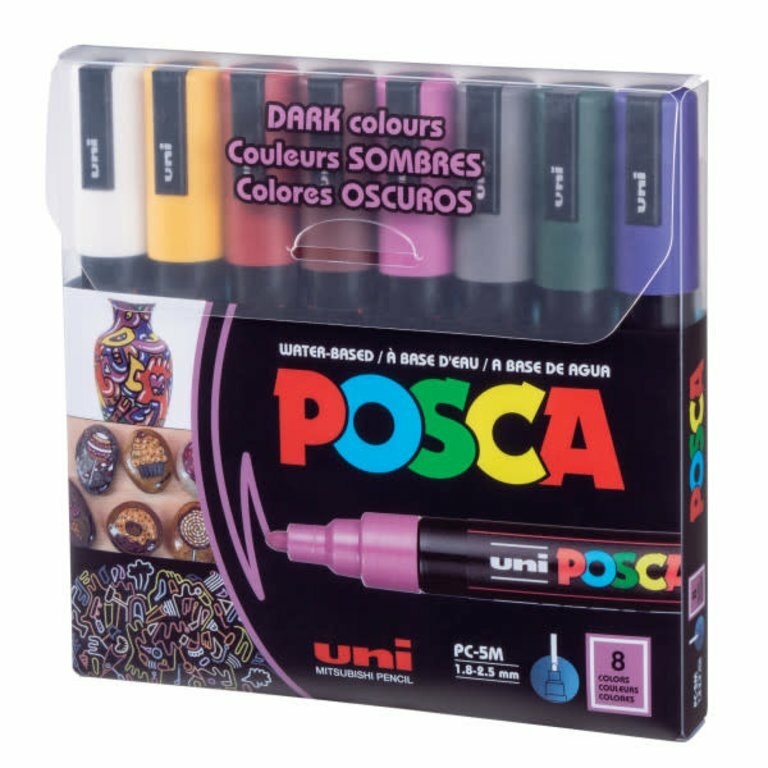 Marcadores Posca 5M pack x8 - Colores Oscuros - Woopy