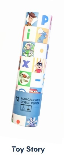 Marcadores doble punta Nuwa x12 - Tubo toy story