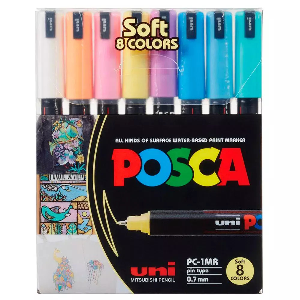 Marcador Uni POSCA MR 0.7mm x8 Colores Pastel