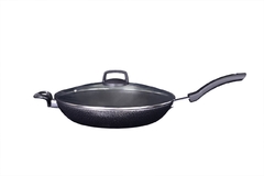 Frigideira antiaderente wok com tampa de vidro na internet