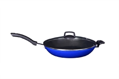 Frigideira antiaderente wok com tampa de vidro - comprar online