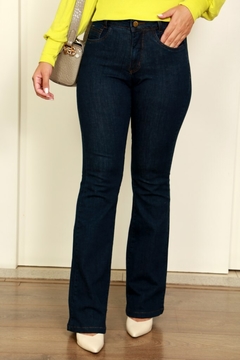 29465-CALÇA JEANS FLARE AZUL MARINHO