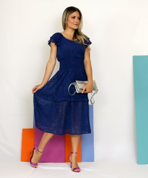 Vestido azul store midi