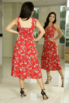 29895-VESTIDO MIDI VERMELHO ESTAMPADO - comprar online