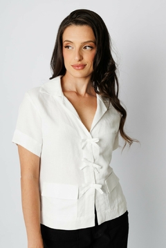 31029-CAMISA LINEN FRESH BRANCO COM LACINHOS - loja online