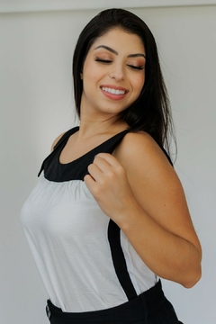 30634-BLUSA RAYON MIX OFF WHITE E PRETO