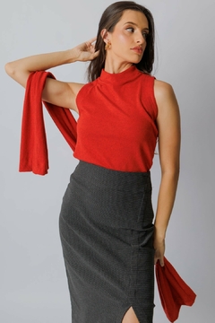 30748-BLUSA COM CACHECOL MALHA TRICOT RED PEPPEN