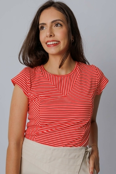 30649-BLUSA MALHA LISTRADA EM VERMELHO E BRANCO