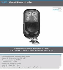 Control Remoto 4 Teclas Para Central Tc-ariza Alarma Tecneg en internet