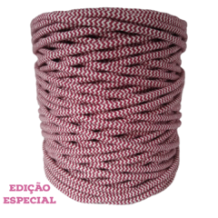 Cordão de algodão cru e rubi - 4mm (100 metros bicolor)