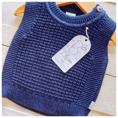 Chaleco tejido lana azul - comprar online