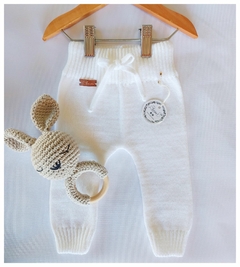 Pantalón tejido lana blanco - comprar online
