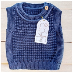 Chaleco tejido lana azul en internet