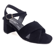 Sandalia Tira Cruzada / Negro Gamuza - comprar online