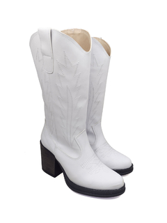 Bota Texana Larga / Taco Alto / Blanco