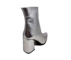 Bota Corta Taco Cuadrado / Plata - tienda online