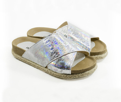 Zuecos Birkenstock Bajos con Faja Cruzada / Plata