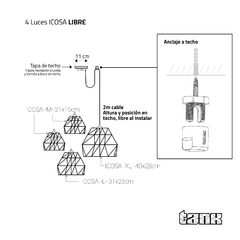 Colgante 4 luces ICOSA - Configuración libre - tienda online