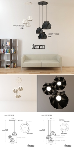 Icosa Triple XL | Luminaria colgante 3 luces - tienda online