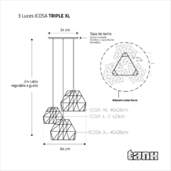 Icosa Triple XL | Luminaria colgante 3 luces - tienda online