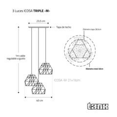 Icosa Triple M | Luminaria colgante - tienda online