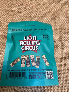 Filtro Lion Rolling Circus Slim 6mm Prerolled Unbleached 55u - comprar online
