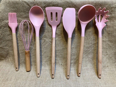 Set Utensilios Cocina Madera/silicona. - comprar online