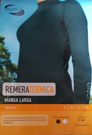 REMERA TÉRMICA MANGA LARGA NEGRA PODIO MUJER - ONE FLEX