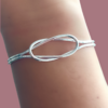 Bracelete Aro Trançado Oval Banhada a Prata