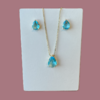 Conjunto Gota Azul Turmalina Banhado a Ouro