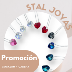 Promo 12 Dijes Corazon Cristal + Cadena (45 cm)