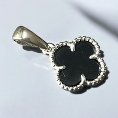 0.7 gr Dije VC Piedra Plana Negro (14 mm) Plata Italiana