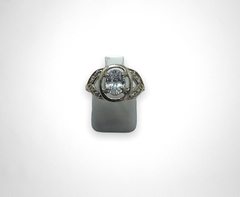 AG489 Anillo Plata y Oro con Cubic Blanco Grande - Stal Joyas