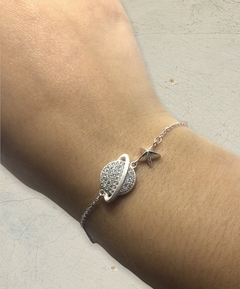 4.8 gr Pulsera Planeta con Estrella Plata Italiana en internet