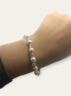 PUPI DE Denario de Perlas Blancas y Piedras Tornasoladas (18cm) Plata 925 - comprar online