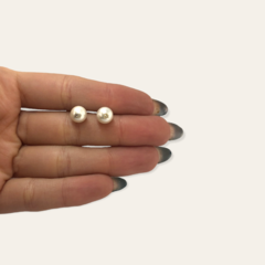3164 Aros Perla Blanca con Cubic Acero Quirúrgico - comprar online