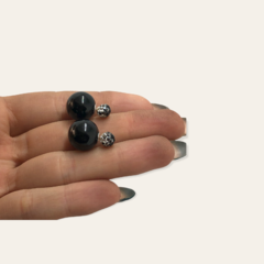AR DIOR-12 Aros Estilo Dior Negro con Cubics Plata 925 - comprar online
