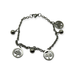 8463-10 Pulsera con Dijes Arbol de la Vida Acero Quirúrgico