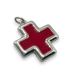 A/C Dije Cruz Roja / Ultimas Unidades (25 mm) Acero Blanco