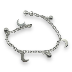 8828-2 Pulsera con Dijes Lunas Acero Blanco