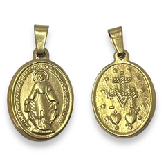 6202-2 Dije Reversible Virgen Medalla Milagrosa Acero Quirúrgico Dorado