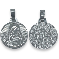 10304 Dije Medalla San Benito Reversible (25 mm) Acero Quirúrgico