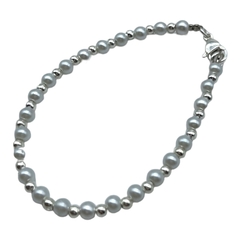 VOL-101-1 Pulseras Perlas (4 mm) - Variedad de Colores Acero Blanco - comprar online