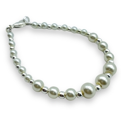 VOL-101-5 Pulseras Perlas de Vidrio Degrade Blancas Acero Blanco en internet