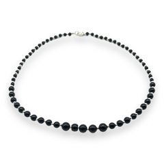VOL-103-2Conjunto Degrade Perlas Negras de Vidrio (45 cm) Acero Blanco - comprar online